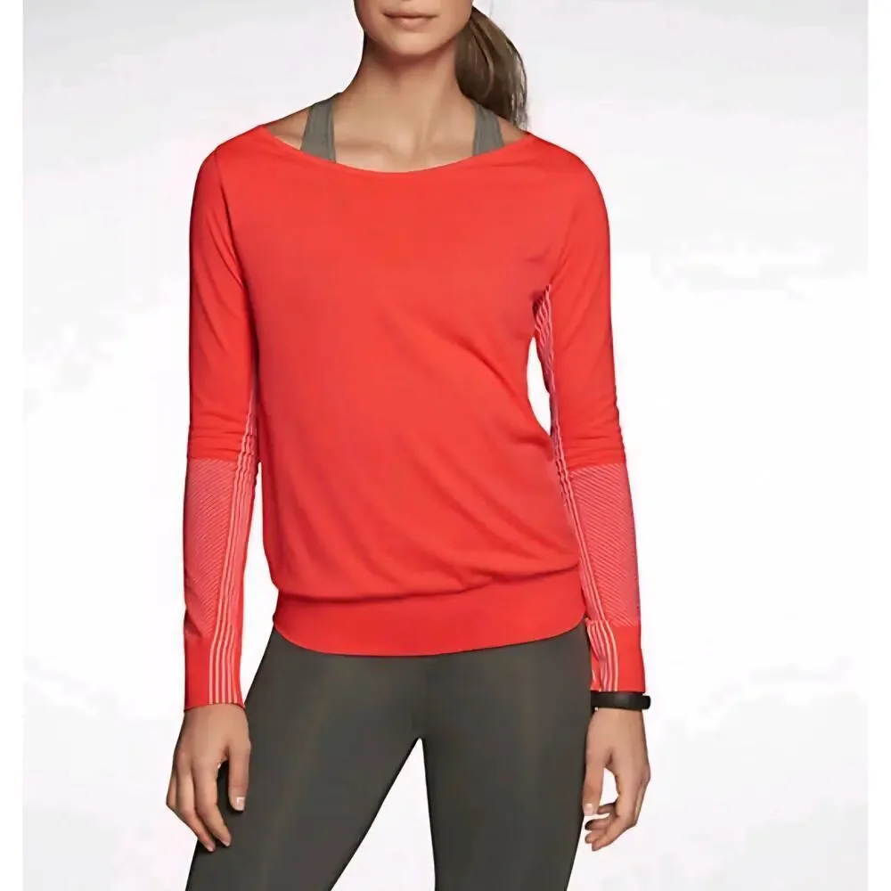 Nike Women's Dri-Fit Epic Crew Knit Training Shirt L BLUE ruched bottom active